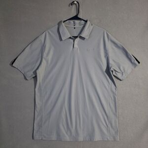 Nike Tiger Woods Mens Light Gray Snap Button Performance Golf Polo Size Large
